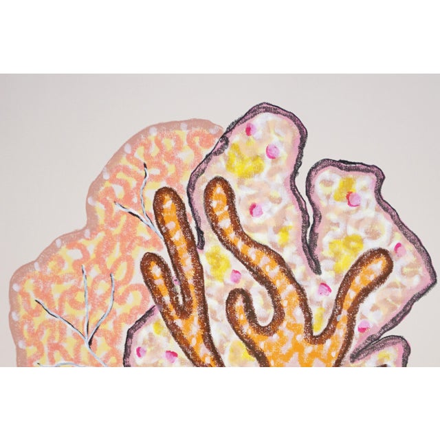 Illustration Yellow Coral Bouquets, Modern Coastal Diptych, Illustration Style, Gouache Crayon on Watercolor Paper, 2026 For Sale - Image 3 of 10