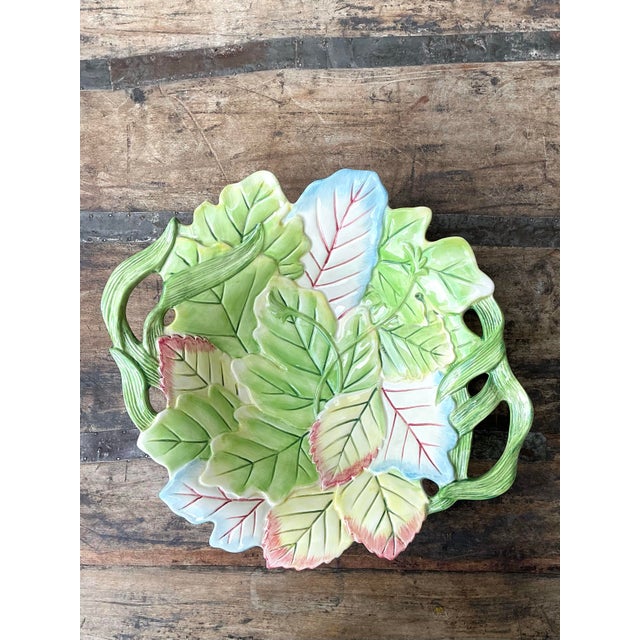 Vintage Fitz and Floyd Glazed Ceramic Leaf Bowl For Sale In West Palm - Image 6 of 12