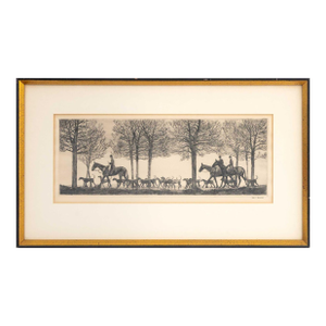 Paul Desmond Brown Fox Hunt Hacking Home Through the Woods Drypoint