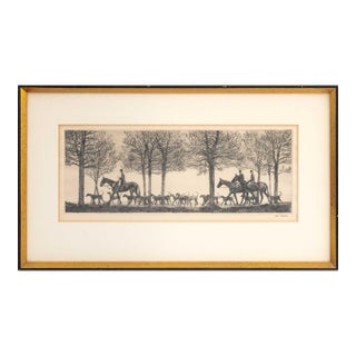 Paul Desmond Brown Fox Hunting Scene Drypoint For Sale