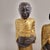 Wood Set of Three Large Carved Gilt Thai Monks on Scroll Base, Late 20th Century For Sale - Image 7 of 14