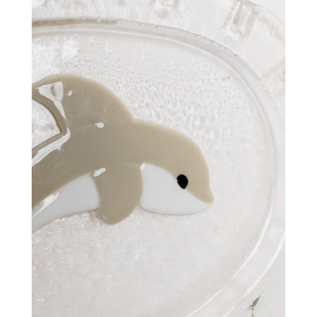 Glass Mid-Century Oval Murano Glass Serving Platter Dolphin, Italy, 1980s For Sale - Image 7 of 12