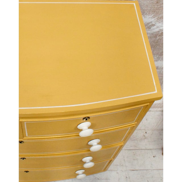 A beautiful victorian painted bow fronted chest of drawers. A beautiful 2 over 3 chest of drawers, made from pine, this...