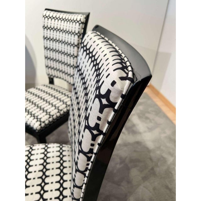 High Back Black Lacquered Dining Chairs, Set of 6 For Sale - Image 9 of 18