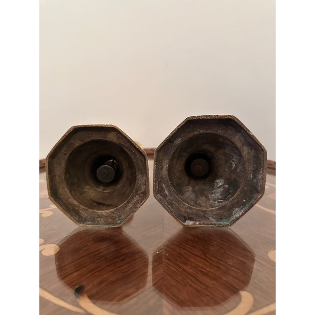French Antique Victorian Brass Candlesticks, Circa 1850-1890 For Sale - Image 3 of 3