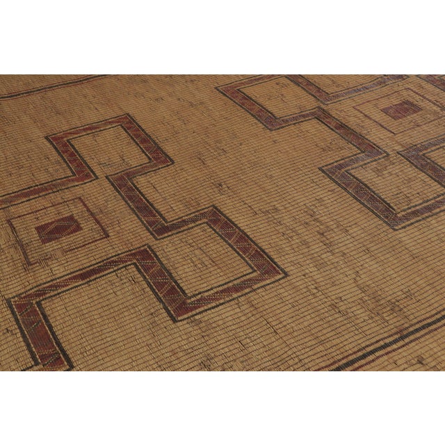 Vintage Moroccan Tuareg Mat With Twin Geometric Medallions in Beige & Red - Rug & Kilim For Sale In New York - Image 6 of 8