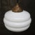 Vintage White Reeded Opaline Glass and Brass Pendant Lamp For Sale - Image 5 of 7