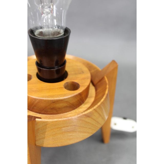 Brown Mid-Century Uluv Table Lamp in Maple Wood and Glass, Czech, 1960s For Sale - Image 8 of 12