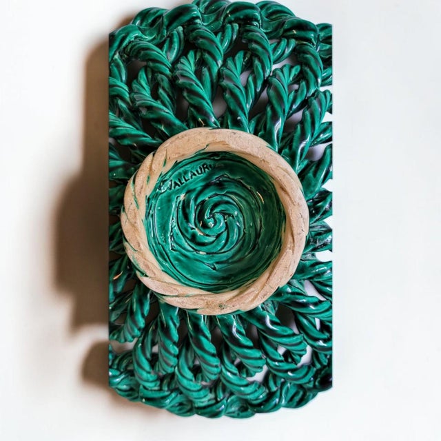 Vintage Woven Ceramic Basket, Vallauris, 1950s For Sale - Image 12 of 13