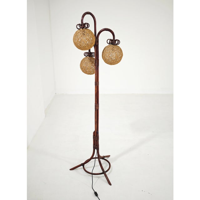 Mid-Century Modern Floor Lamp in Bamboo, Rattan and Rope, Italy, 1960s For Sale - Image 9 of 18