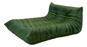 Togo Chaise Lounge in Greenleather attributed to Michel Ducaroy for Ligne Roset, 1974