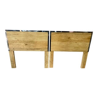 Mid Mod Wood & Chrome Headboard - a Pair For Sale