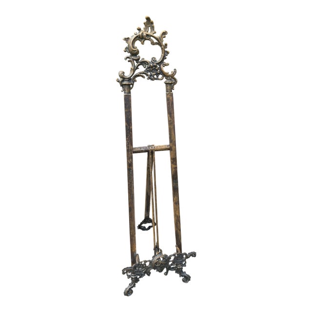 Antique Decorative Picture Stand, English, Brass, Book Rest, Easel, Art Nouveau For Sale