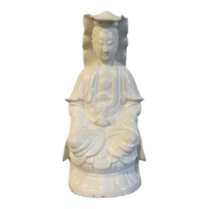 Antique 19th Century Chinese Blanc de Chine Pottery Figure of Kwan Yin