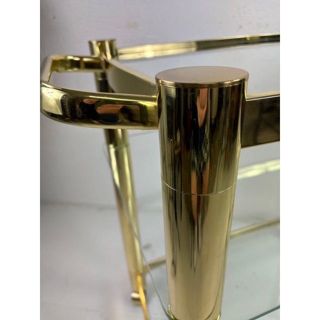 Brass Mid-Century Design Institute of America Brass and Glass Bar Trolley For Sale - Image 8 of 11