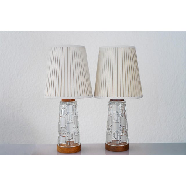 Wood Mid-Century Modern Scandinavian Teak and Glass Table Lamps, Set of 2 For Sale - Image 7 of 13