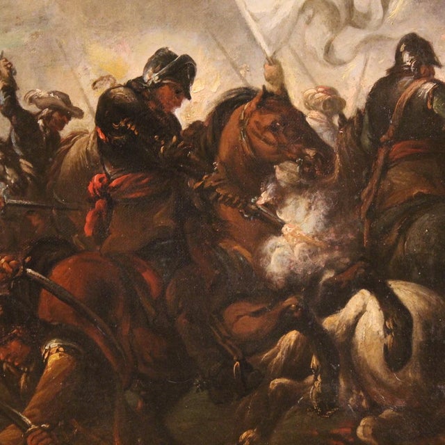 Italian Artist, Battle Between Christians and Ottomans, 1720, Oil on Canvas, Framed For Sale - Image 8 of 15