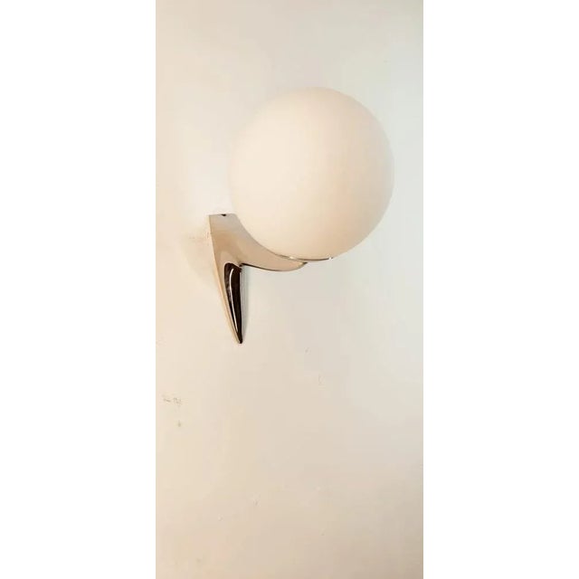 Wall Light in Chromed Brass with Satin White Sphere For Sale - Image 10 of 13