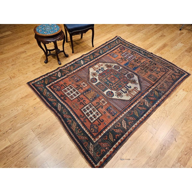 Antique Karachov Kazak Area Rug, Hand-Knotted Wool, Caucasus, 1800s, 5’ x 7’ For Sale - Image 15 of 18