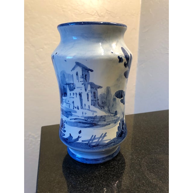 Italian Faience Majolica Blue Apothecary Jar Chairish
