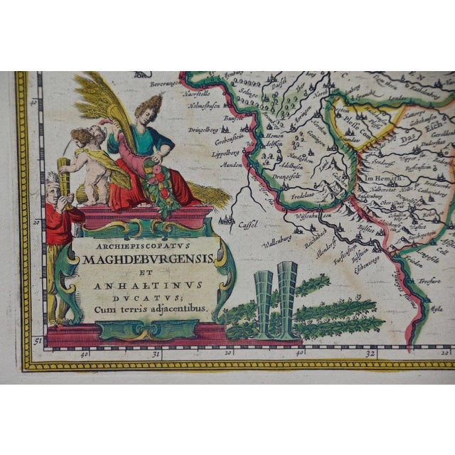 Traditional West Germany: Original Hand Colored 17th Century Map by Johannes Janssonius , 1640 For Sale - Image 3 of 5