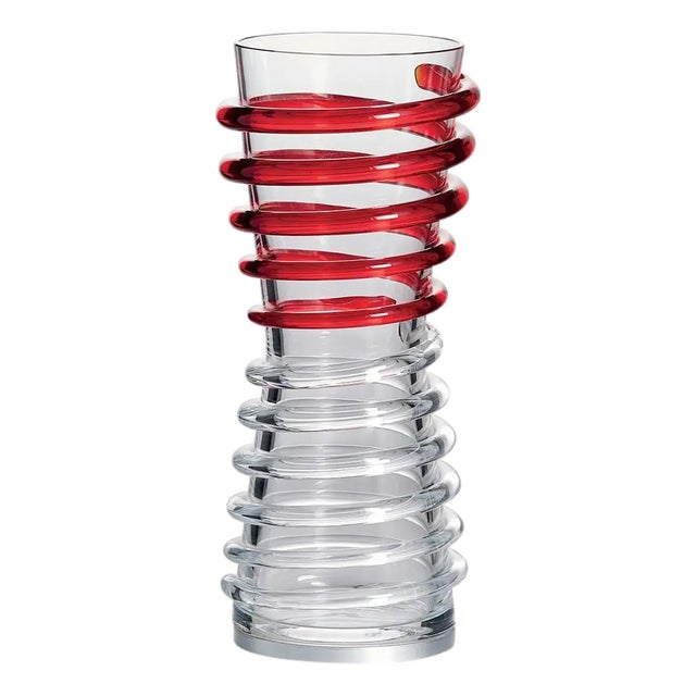 Polari Carlo Moretti Contemporary Murano Red and Clear Glass Table Led Lamp/Vase For Sale