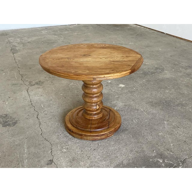 Round Sculptural Pine Pedestal Table, Denmark, 1970s For Sale - Image 11 of 11