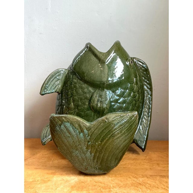 Ceramic Vintage Sculptural Fish Ceramic Floor Vase For Sale - Image 7 of 12