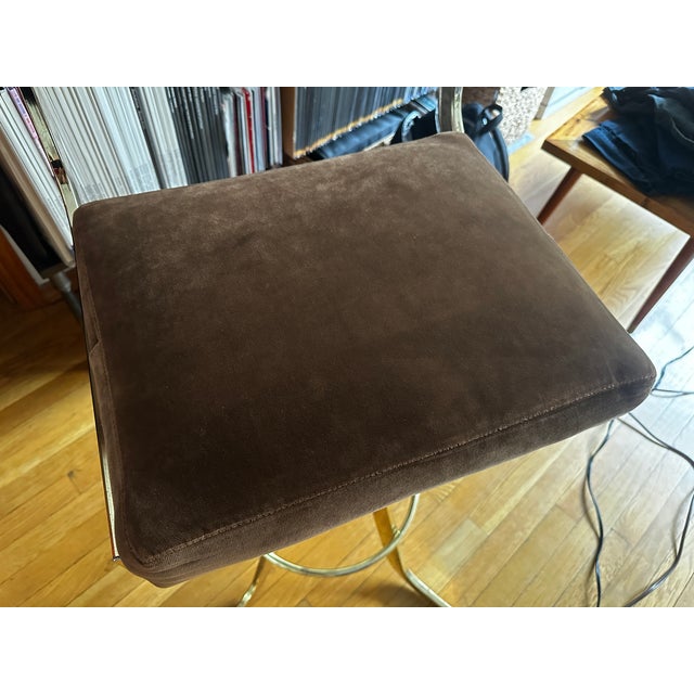 Four 1970s Brown Velvet Barstools For Sale In New York - Image 6 of 9
