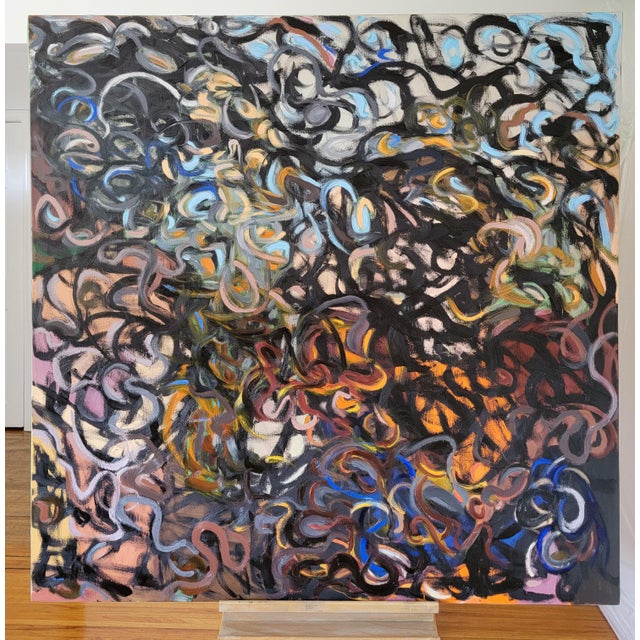 Ancient Graffiti, Large Abstract Expressionist Oil Painting by Alexandra Swistak For Sale - Image 6 of 11