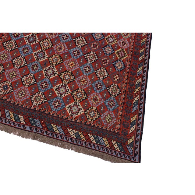Shabby Chic 1970s Semi Vintage Tribal Soumakh Wool Rug - 6'4" X 8'6" For Sale - Image 3 of 9