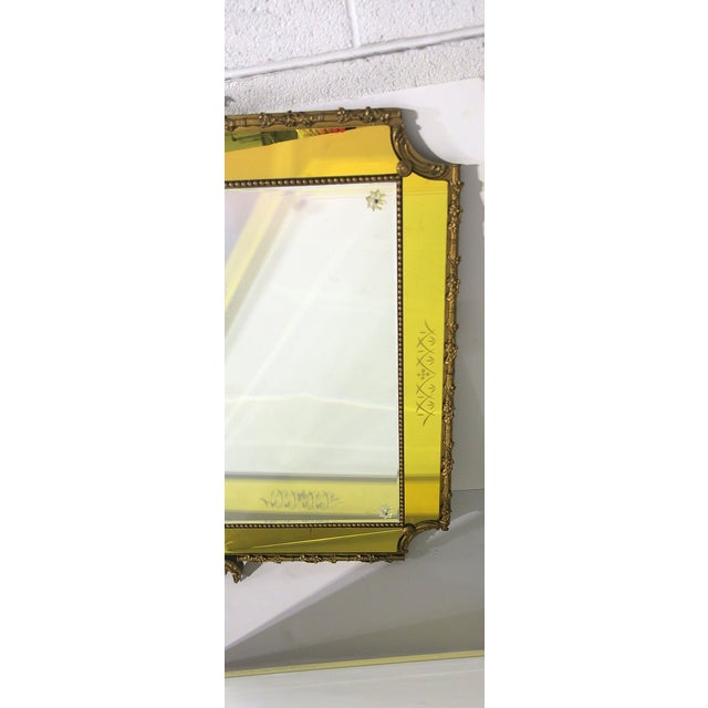 Canary Yellow Italian Giltwood Wall Mirror With Canary‑Yellow Border, Rococo Style For Sale - Image 8 of 11