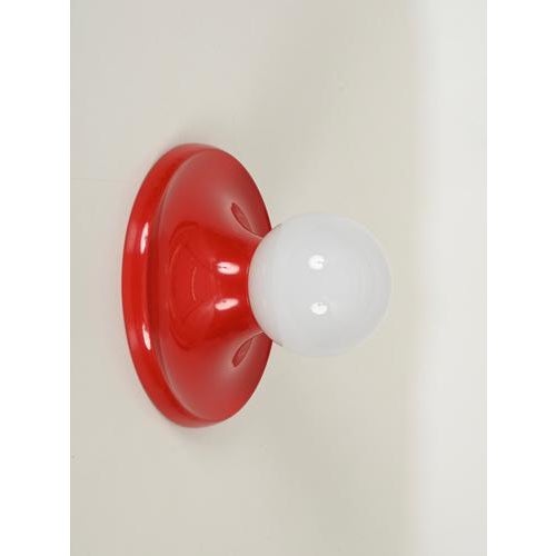 Red Metal Light Ball Wall Lamp by Castiglioni for Flos, Italy, 1970s For Sale - Image 3 of 13