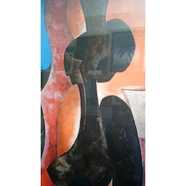 1980s 1980s Byron Galvez La Mujer en Azul Original Lithograph For Sale - Image 5 of 6