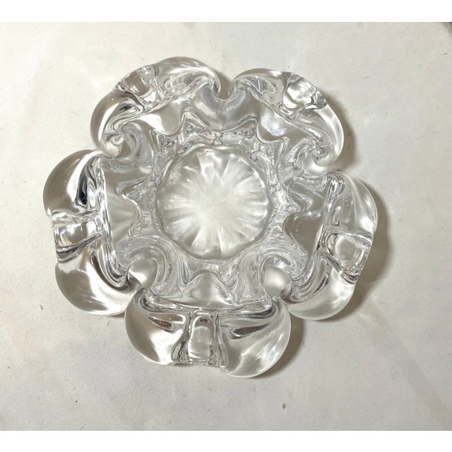 Transparent Vintage Blown Murano Venetian Art Glass Cigarette Cigar Clear Ashtray Italian For Sale - Image 8 of 13
