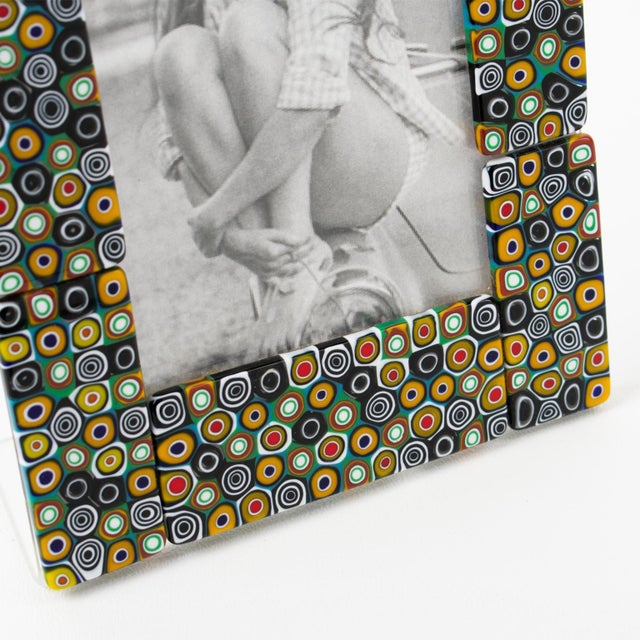 Glass Murano Art Glass Picture Frame with Multicolor Murrine For Sale - Image 7 of 9