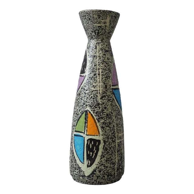 Mid-Century Abstract Geometric Model 504-25 Vase from West German Ceramic, 1950s For Sale