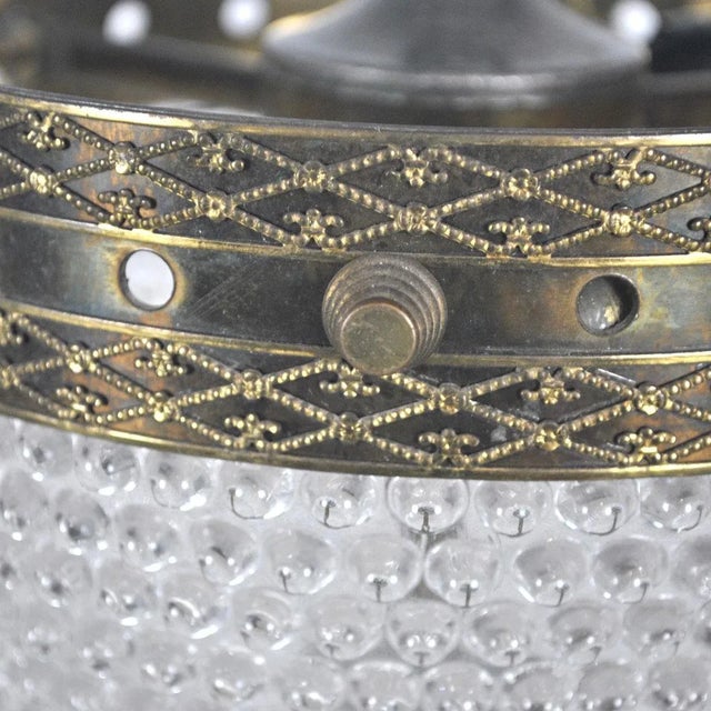 Mid-Century Modern Glass and Brass Pendant Lamp, 1950s For Sale - Image 3 of 8