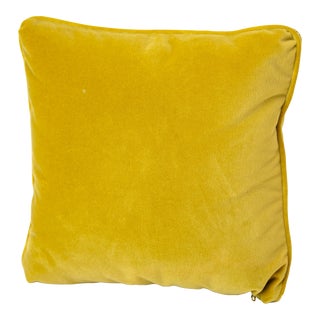 Mustard Yellow Velvet Decorative Square Pillow For Sale