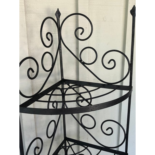 Antique Wrought Iron Corner Bakers Rack Chairish