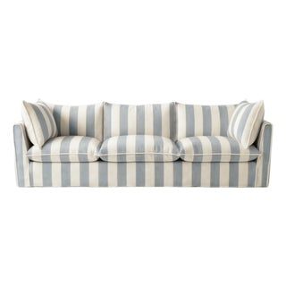 Sophie Conran Coco 4 Seater Sofa - Garden Grey Stripes with Knife Edge Cushion For Sale