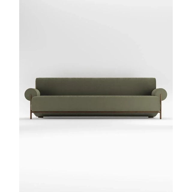 Not Yet Made - Made To Order Paloma Sofa in Boucle Olive and Smoked Oak by Bernhardt & Vella for Collector For Sale - Image 5 of 5