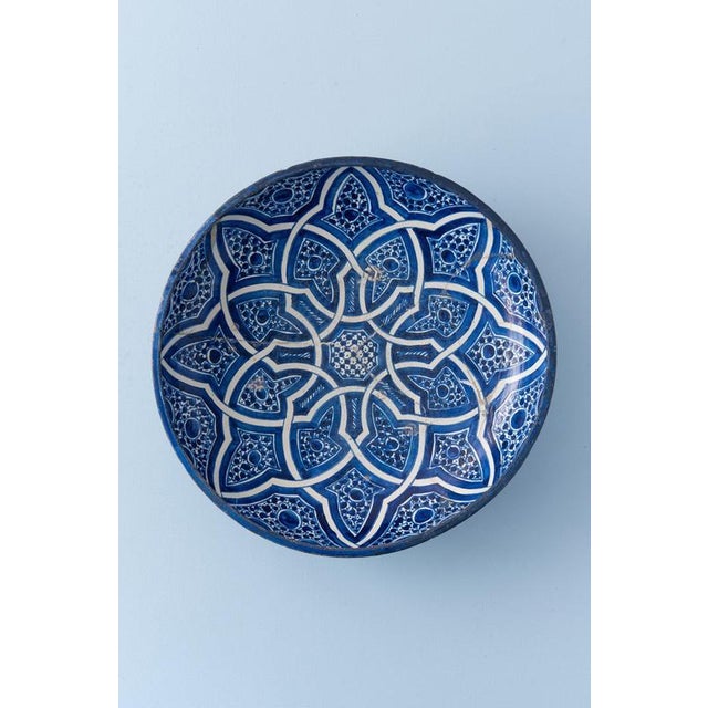 Ceramic Moroccan Fez Blue & White Ghotar Dish, 1800s For Sale - Image 7 of 7