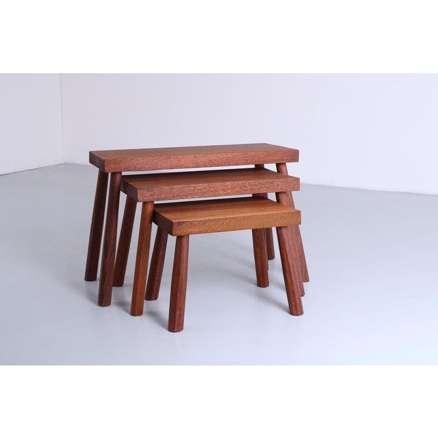 Wood Teak Nesting Tables by Charlotte Perriand, 1960s, Set of 3 For Sale - Image 7 of 10