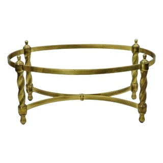 Vintage Hollywood Regency Mastercraft Style Brass Spiral Twist Oval Coffee Table Base For Sale