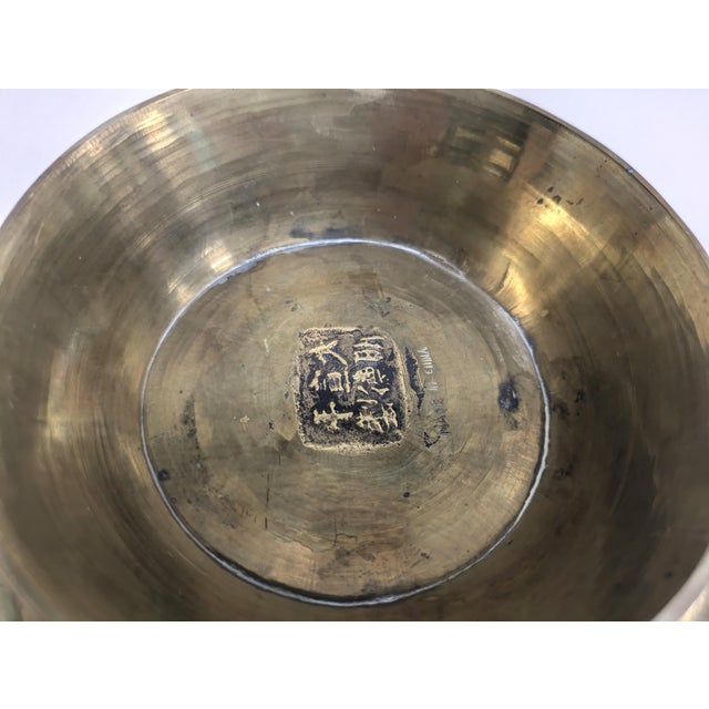 Large Chinese Brass Bowl For Sale - Image 11 of 11