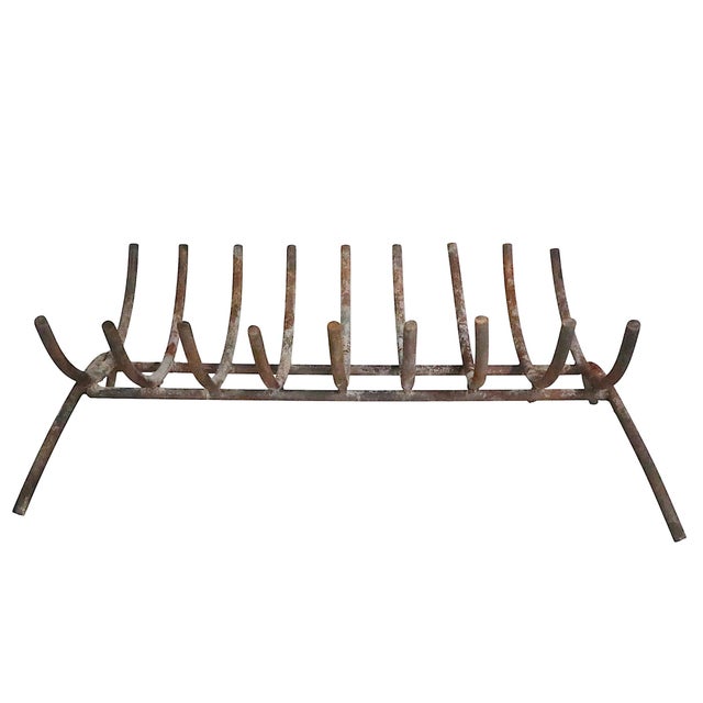 Mid 20th Century Mid 20th Century Wrought Iron Fireplace Grate Log Basket For Sale - Image 5 of 7