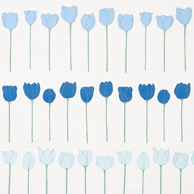 Sample - Schumacher X Cristina Buckley Edie Wallpaper in Blue Parrot For Sale