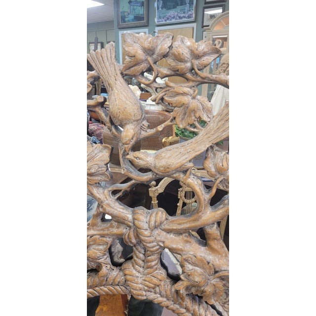 1990s 1990s Fine Decorative Black Forest Style Bird & Vine Mirror For Sale - Image 5 of 10