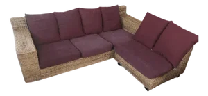 Corner Sofa with Chaise Lounge in Woven Banana, 1990s